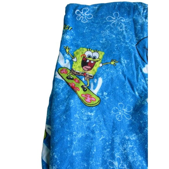Sponge Bob Extreme Pants Snowboard Twin Size Flannel Top Flat Sheet GUC - Picture 3 of 13
